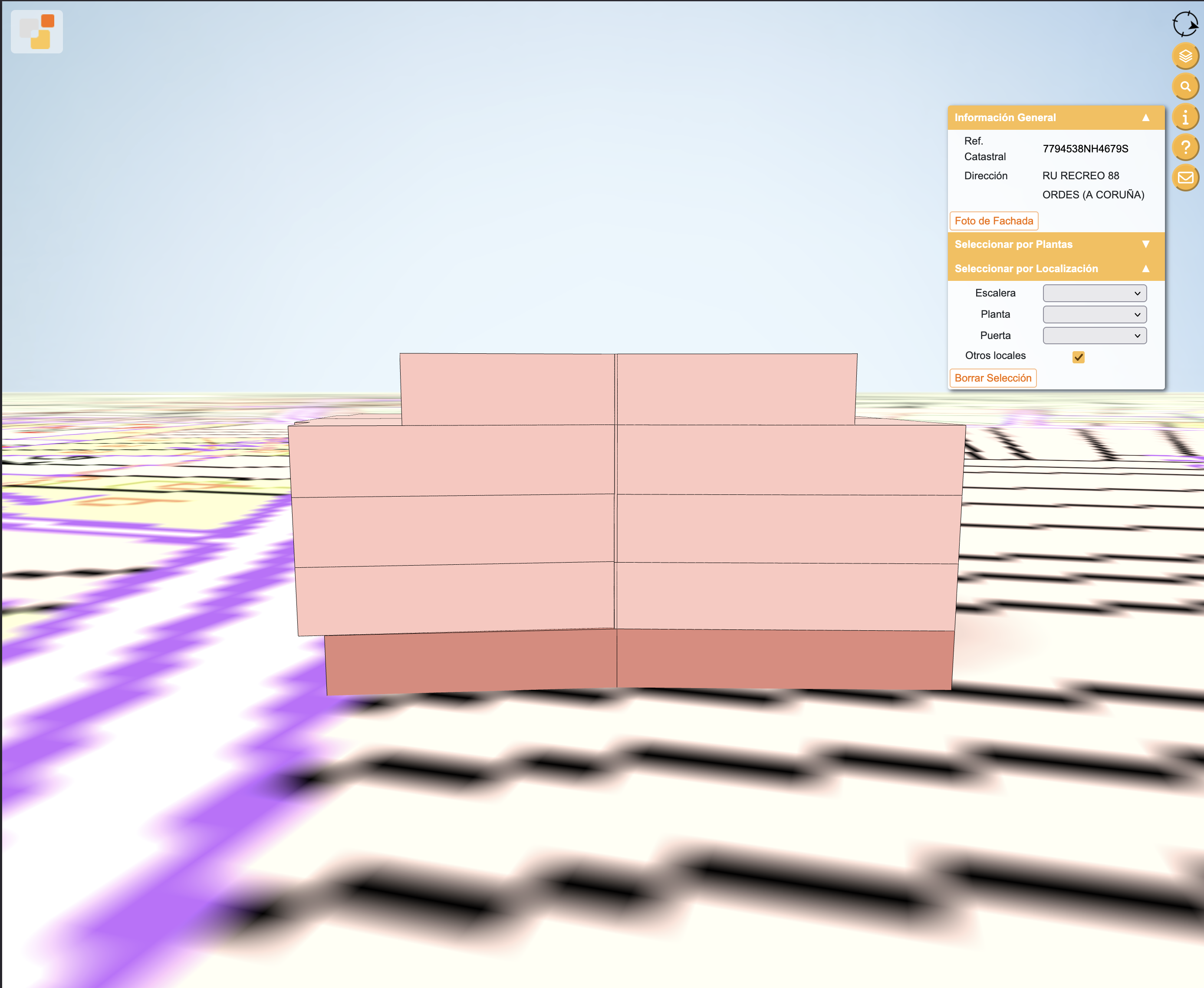 Vista 3D catastral — ángulo 2