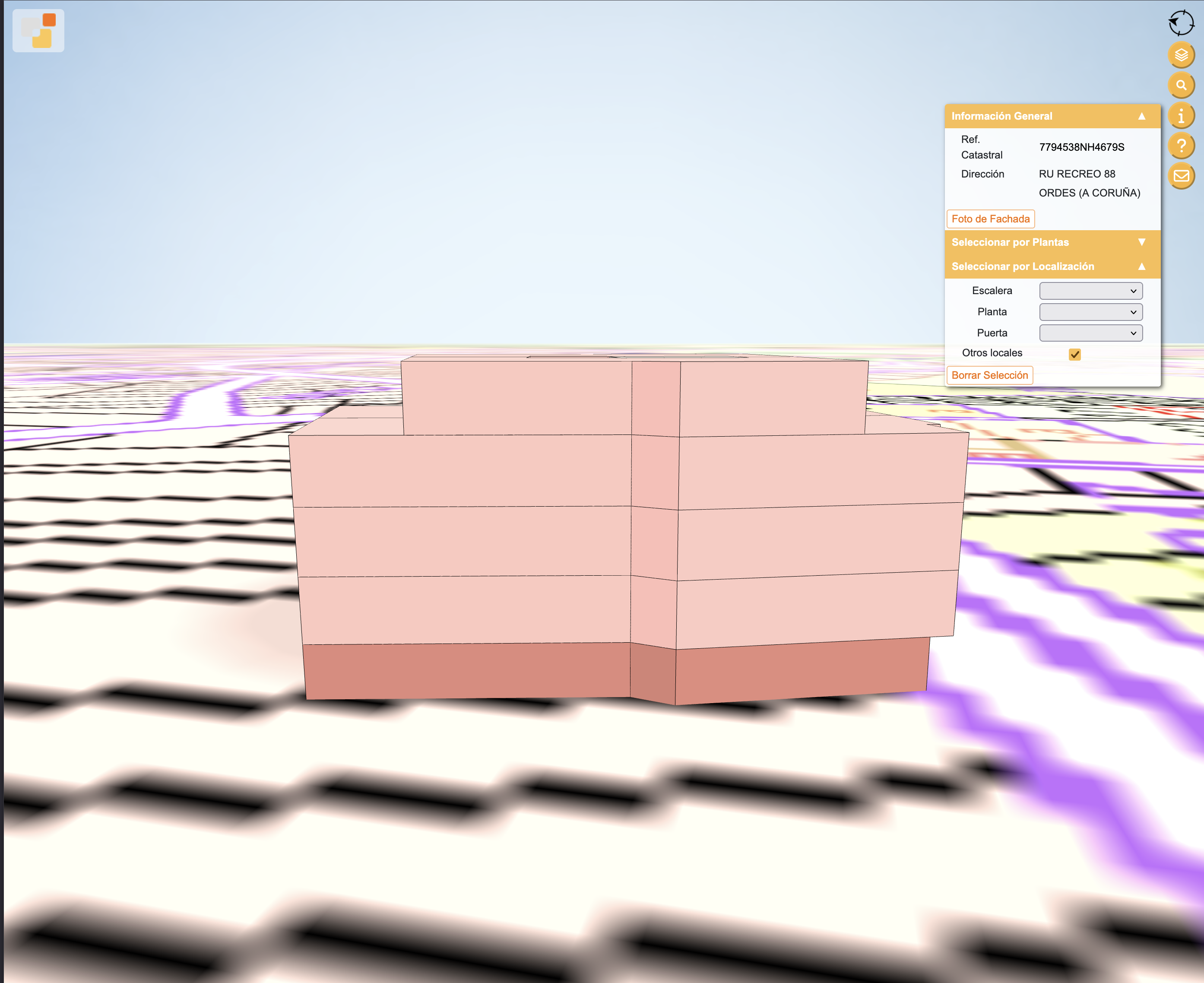 Vista 3D catastral — ángulo 4